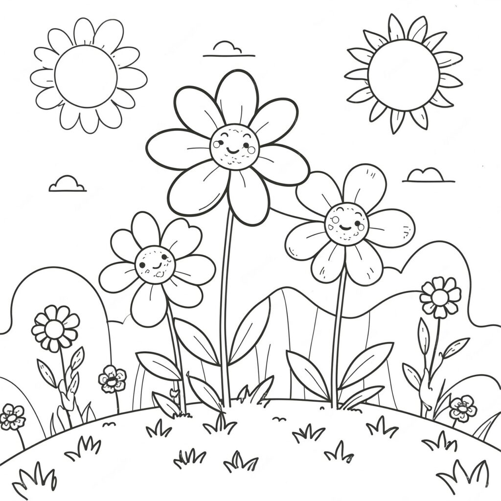 Blomsteräng under strålande sol