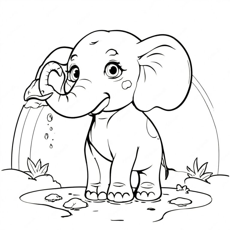 Charmig elefant vid vattenhål