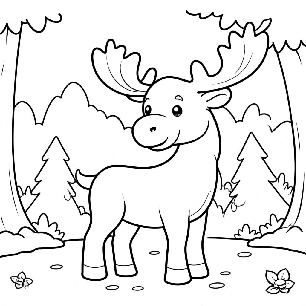 En älg i skogsbrynet - Målarbild