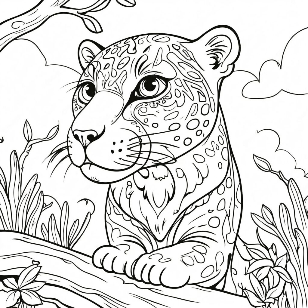 Jaguar som vilar på gren