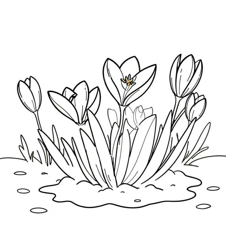 Krokusblommor som bryter igenom snön