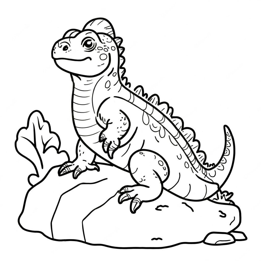Leguan på klippa i svartvitt