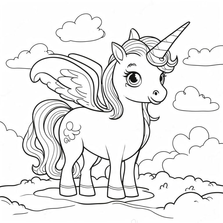 Pegasis vid en magisk källa på ett moln