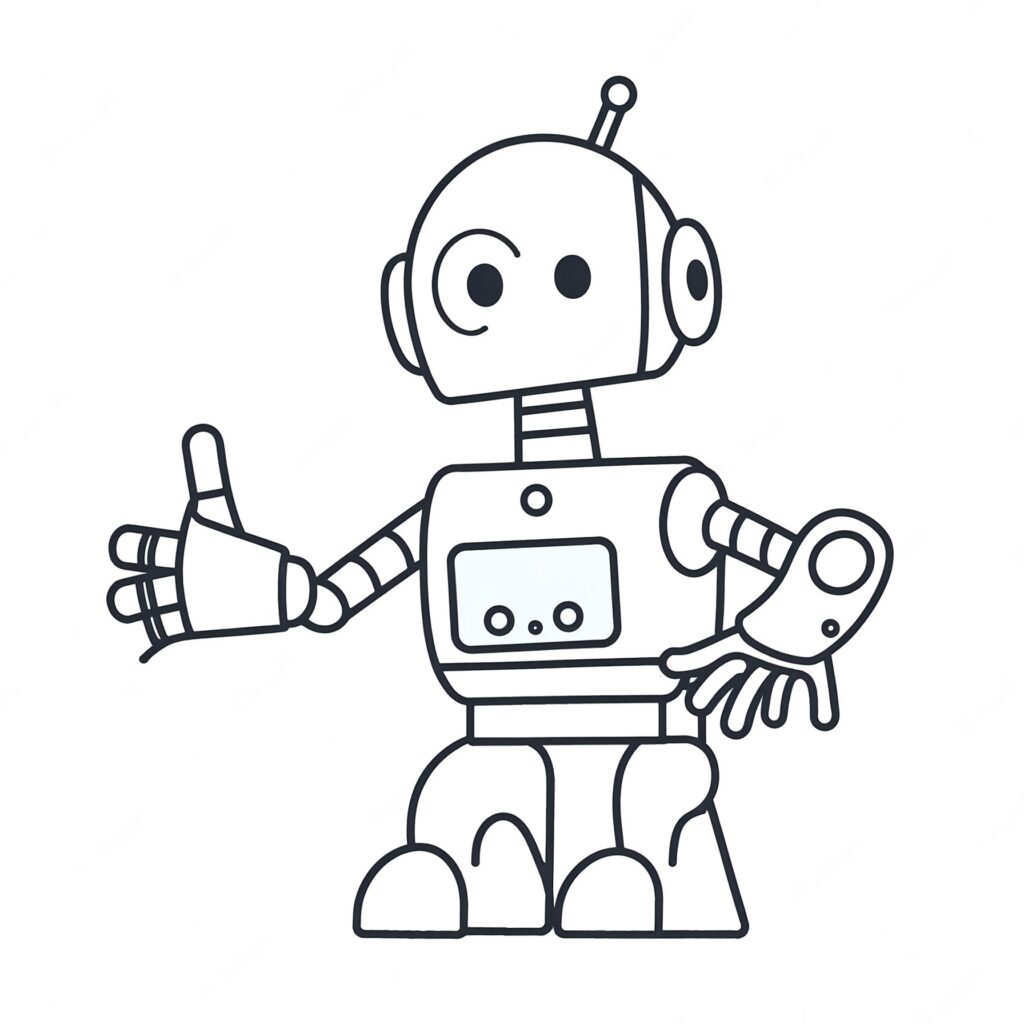 Robotarm i arbete med lekfull design