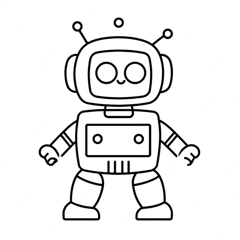Söt robot med hjul och glad min