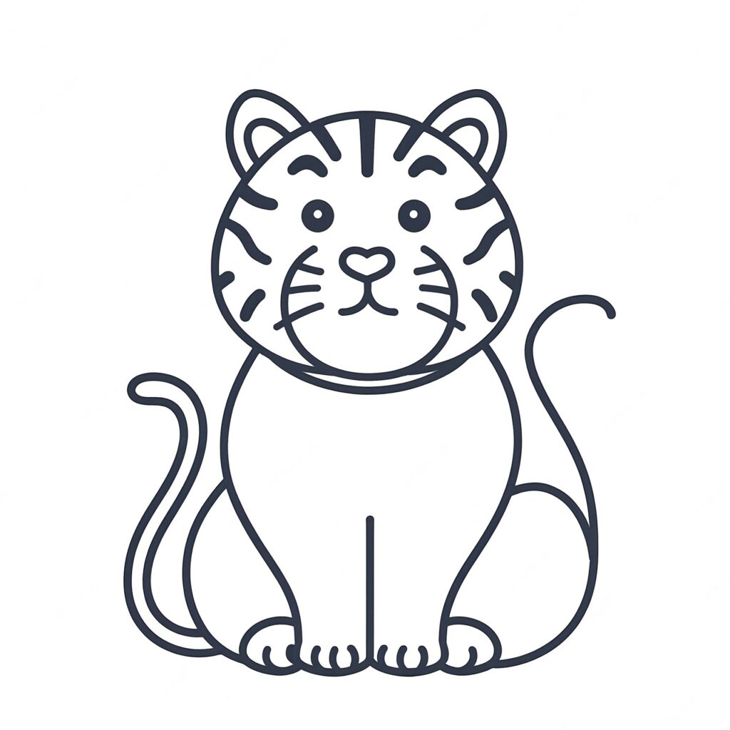 Söt tiger bland bambu