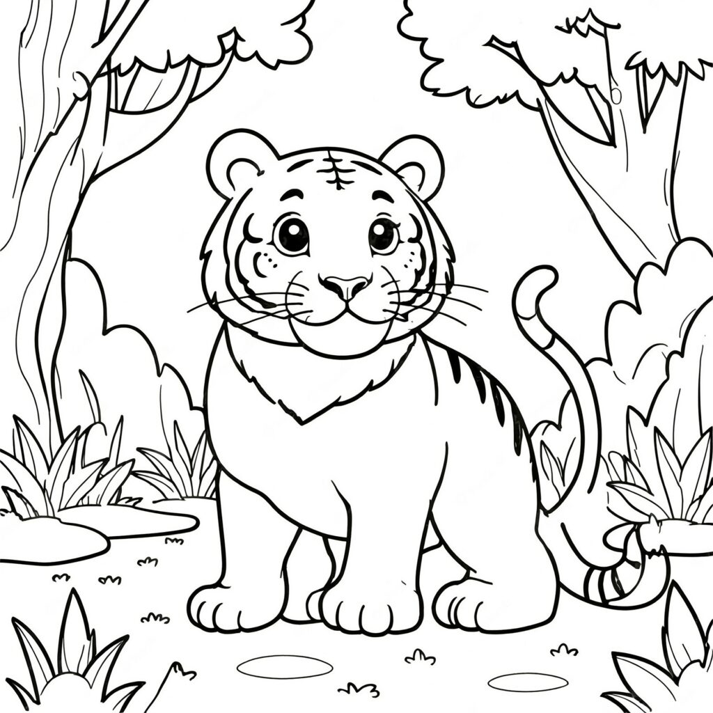 Söt tiger i djungeln