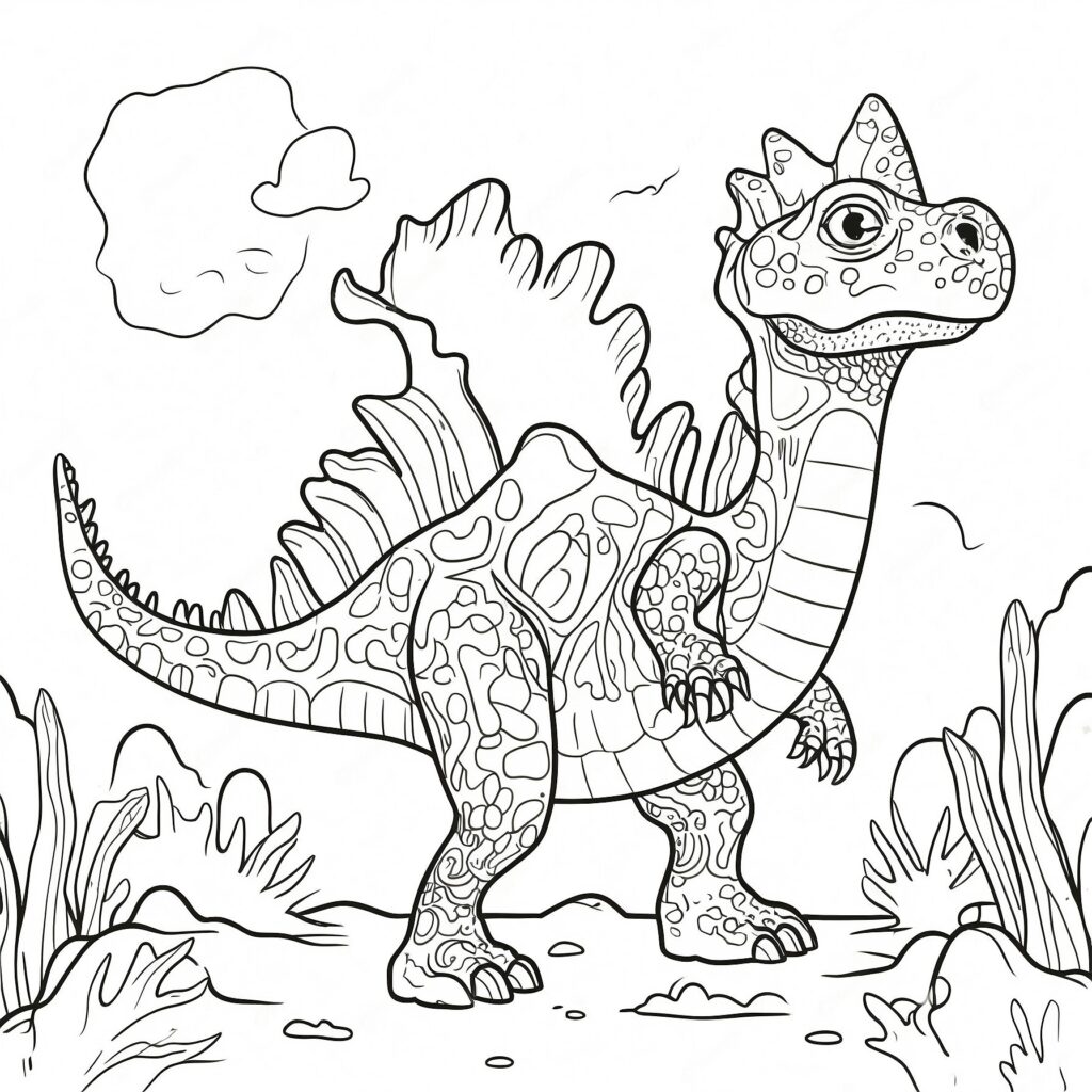 Stegosaurus med plattor i färg