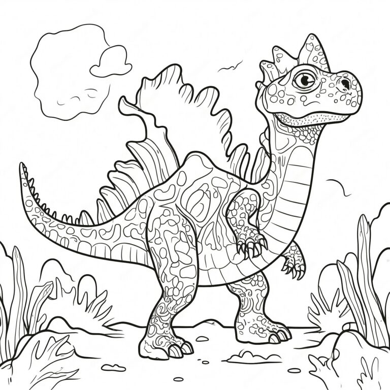 Stegosaurus med plattor i färg
