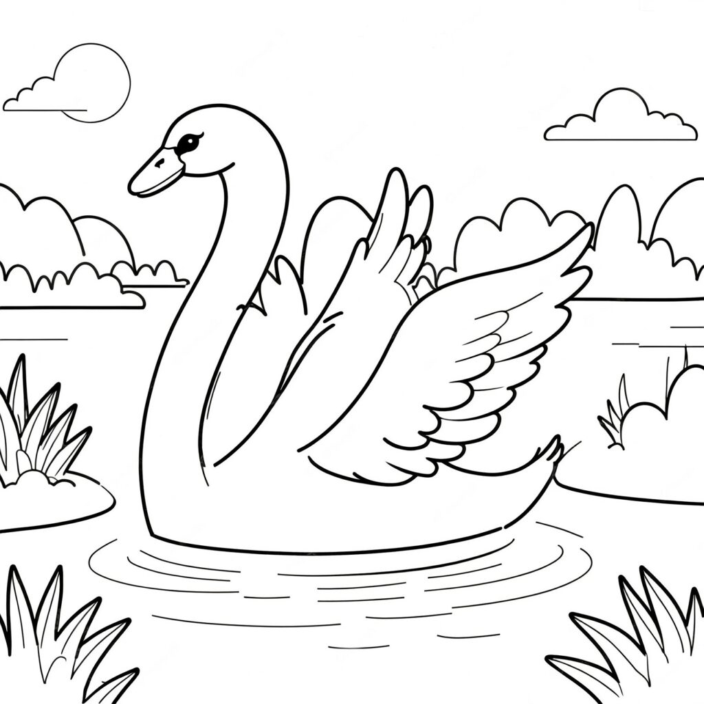 Swan Swimming on a Calm Lake