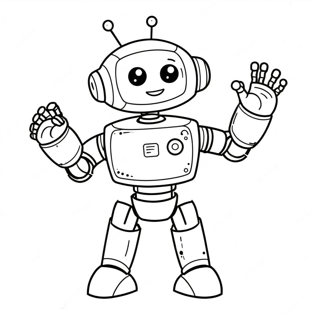 Vinkande robothand med glad design